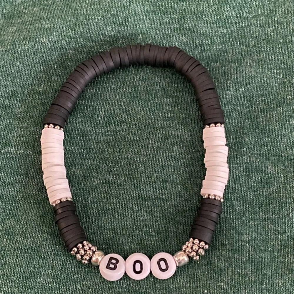 Halloween Stack Heishi Stretch Bracelets Boo Spooky